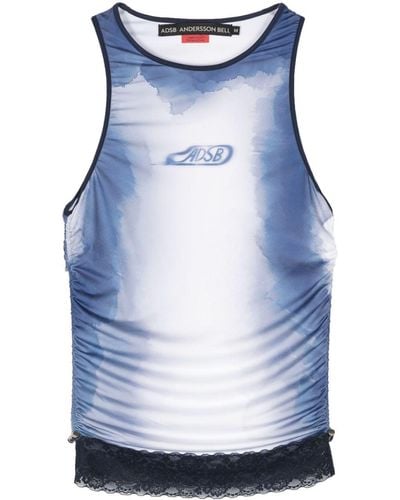 ANDERSSON BELL Logo-print Sleeveless Top - Blue