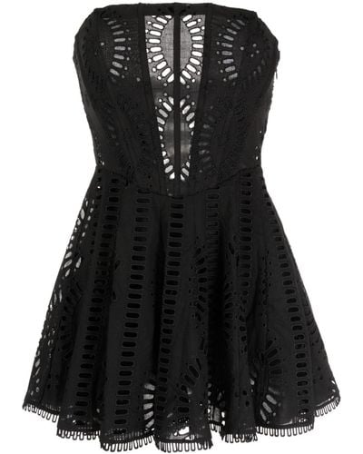 Charo Ruiz Zamick Mini-jurk Met Geborduurd Logo - Zwart