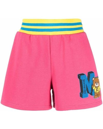 Moschino Shorts tipo jersey con logo Teddy - Rosa