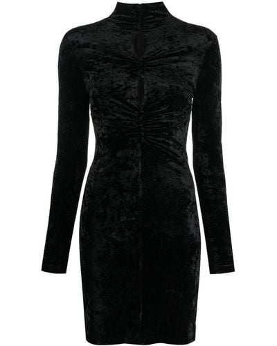 Isabel Marant Long-sleeve Velvet-effect Dress - Black