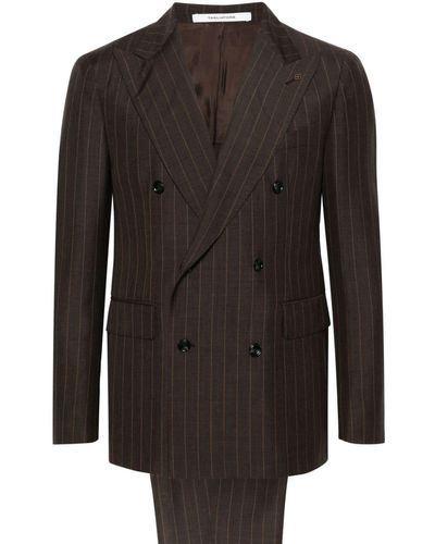 Tagliatore Striped Double-breasted Suit - Black