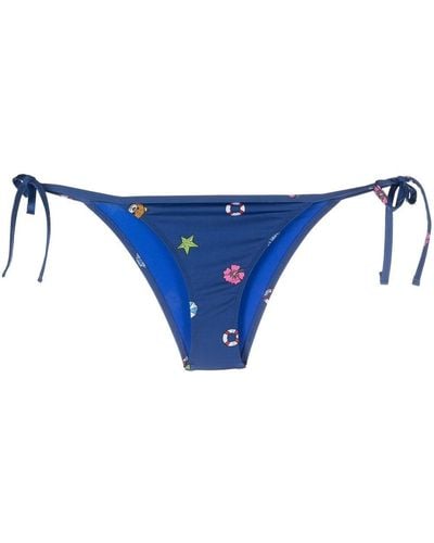 Moschino Beach-print Bikini Bottoms - Blue