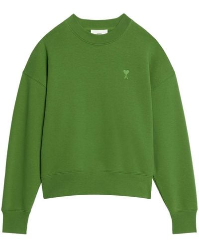 Ami Paris Sudadera con logo bordado en el pecho - Verde