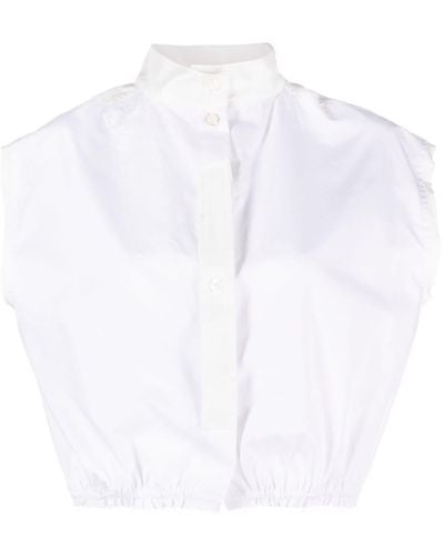 Jejia Sleeveless Silk Cropped Shirt - White