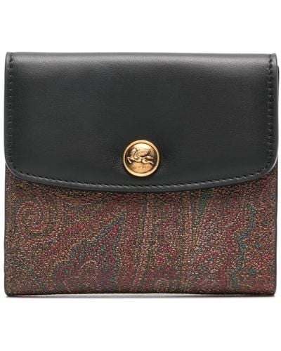 Etro Paisley Textured Leather Wallet - Black