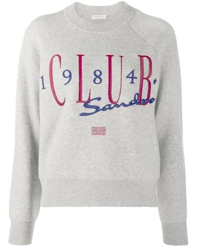 Sandro Club 1984 Embroidered Sweater - Gray