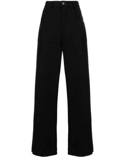 MM6 by Maison Martin Margiela Logo-embroidered Wide-leg Track Trousers - Black