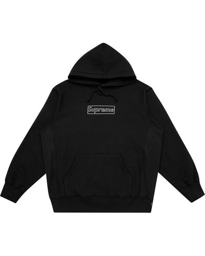 Supreme Kaws Chalk ロゴ パーカー - ブラック