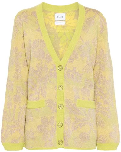 Barrie Floral-intarsia V-neck Cardigan - Yellow