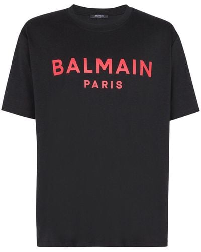 Balmain T-Shirt aus Baumwoll-Jersey mit Logoprint - Schwarz