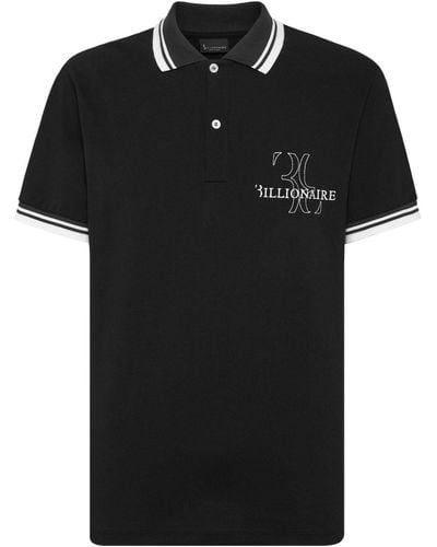 Billionaire Logo-embroidered Polo Shirt - Black