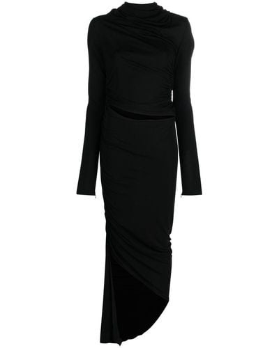 ANDREADAMO Robe mi-longue drapée à design asymétrique - Noir