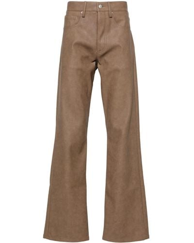 MISBHV Pantalon droit en cuir artificiel - Marron