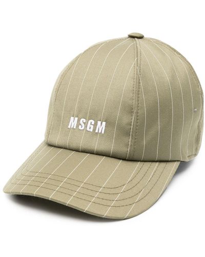 MSGM Logo-embroidered Pinstriped Cap - Natural