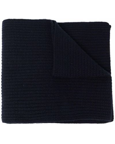 Closed Ribbed Knit Scarf - Blue