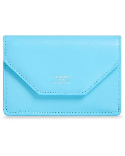 Balenciaga Logo-stamp Leather Wallet - Blue