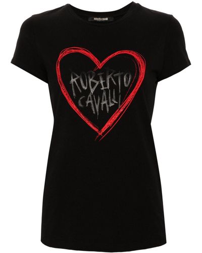 Roberto Cavalli Logo-print Jersey T-shirt - Black