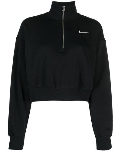 Nike Phoenix クロップド ジップアップ スウェットシャツ - ブラック
