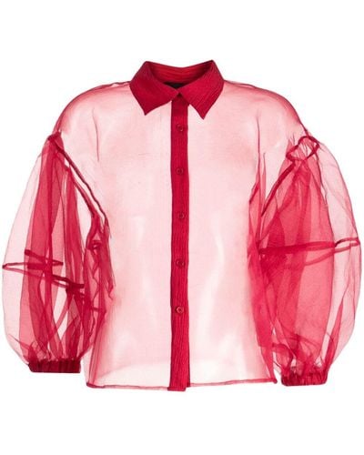 Cynthia Rowley Puff-sleeve Organza Shirt - Pink