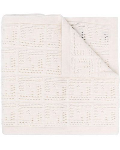 Fendi Logo Pointelle-knit Scarf - White