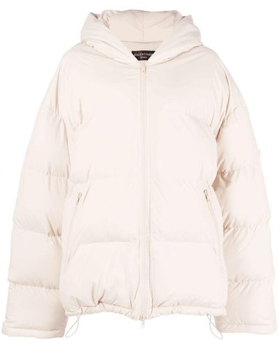 Balenciaga Hooded Quilted Jacket - Natural