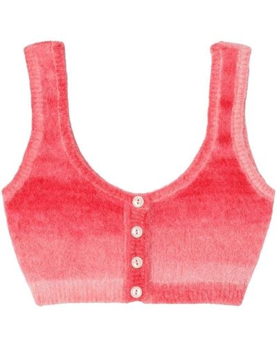 RE/DONE Gradient-effect Knitted Cropped Top - Pink
