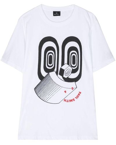 PS by Paul Smith Graphic-print Organic Cotton T-shirt - White