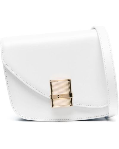 Ferragamo Fiamma Leather Crossbody Bag - White