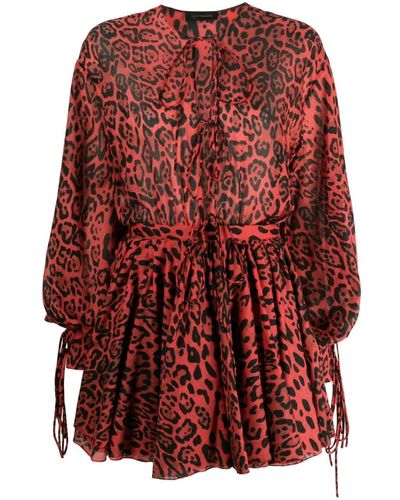 ANDAMANE Vestido Margot corto con estampado de leopardo - Rojo