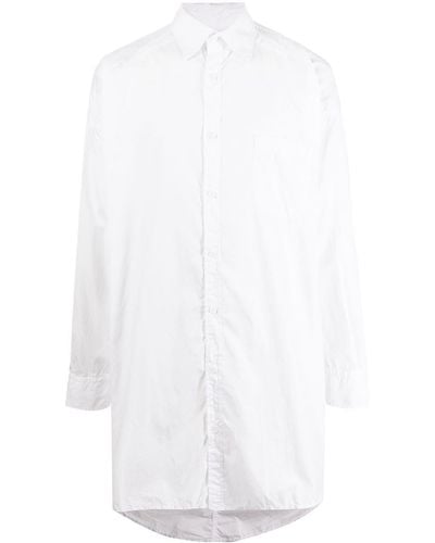 Yohji Yamamoto Long-length Crease-effect Shirt - White