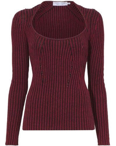 Proenza Schouler Plaited Rib Scoop Neck Sweater - Purple