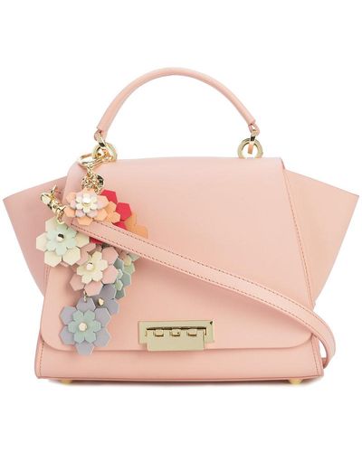 Zac Zac Posen Eartha Iconic Soft Top Handle Convertible Backpack - Floral Keyfob - Pink