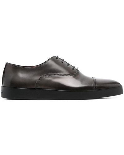 Santoni Polished Leather Oxford Shoes - Gray