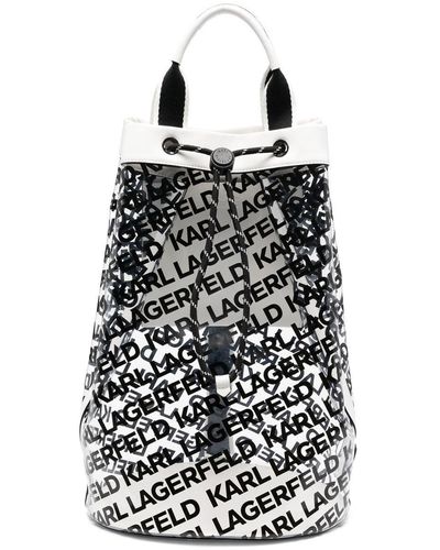 Karl Lagerfeld Logo-print Transparent Bucket Bag - White