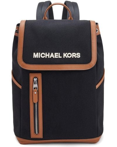 Michael Kors Logo-embroidered Cotton Backpack - Black