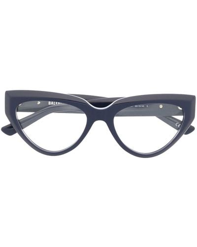Balenciaga Cat-Eye-Brille mit Logo-Gravur - Blau