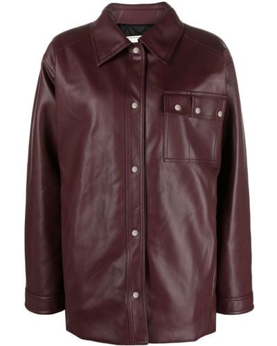 Iceberg Faux-leather Shirt Jacket - Brown
