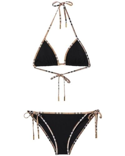 Burberry Triangel-Bikini mit Vintage-Check - Weiß