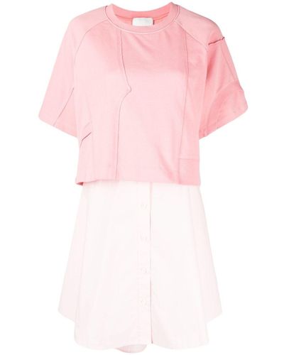 3.1 Phillip Lim Vestido estilo camiseta con diseño patchwork - Rosa