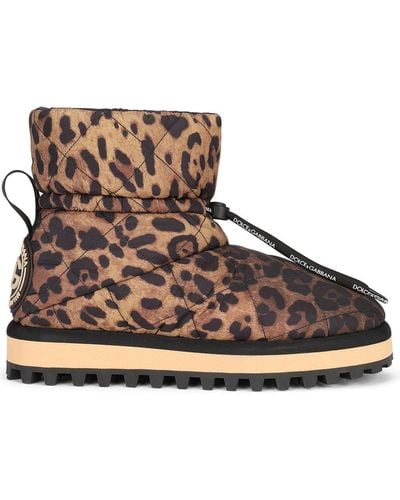 Dolce & Gabbana Leopard-print Boots - Brown
