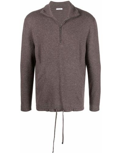 Malo Zip Placket Cashmere Pullover - Brown