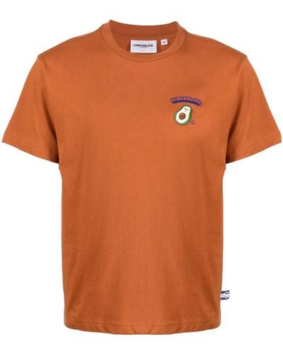 Chocoolate Slogan-print Cotton T-shirt - Orange