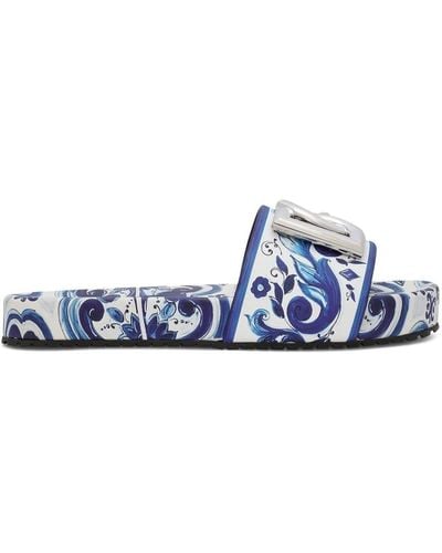 Dolce & Gabbana Leren Slippers - Blauw