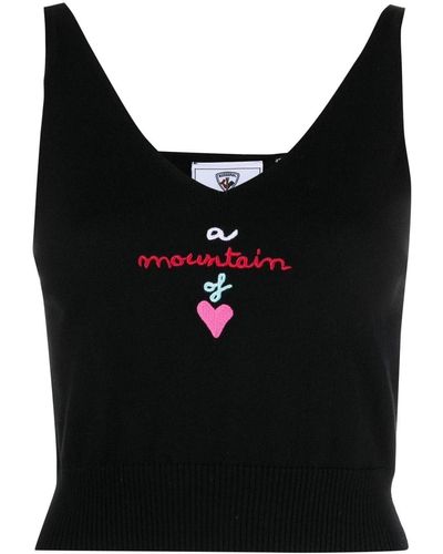 Rossignol Embroidered-logo Knitted Crop-top - Black
