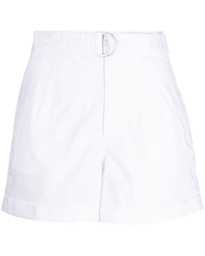 DKNY Belted Cotton Mini Shorts - White