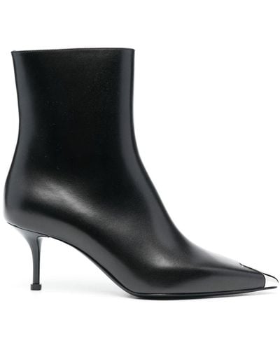 Alexander McQueen 70mm Leather Ankle Boots - Black