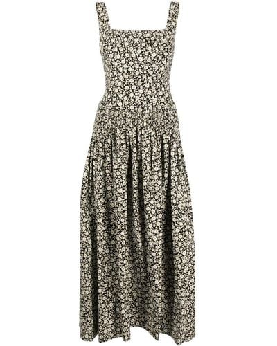 Tory Burch Floral-print Flared Dress - Natural