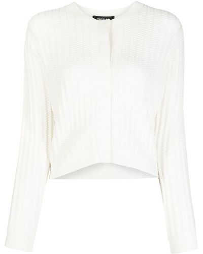 Paule Ka Textured-knit Long-sleeved Cardigan - White