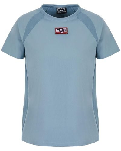 EA7 T-Shirt mit Logo-Applikation - Blau