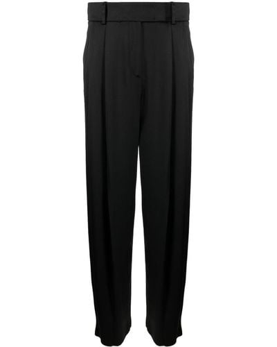 Giorgio Armani Pleat-detail Wide-leg Silk Pants - Black